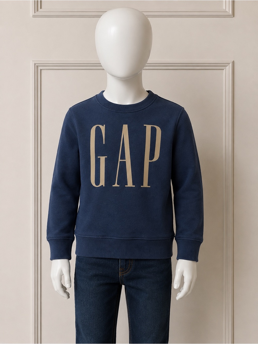 GAP Navy Sweatshirt with Beige Logo - Kids